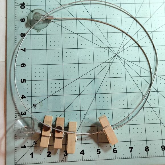 Steel Cable Photo Holder 4 Wooden Magnetic Clips Hanging Display kids Artwork - Picture 3 of 4